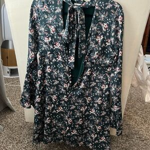 Honey Belle Floral Mini Dress with Neck Tie